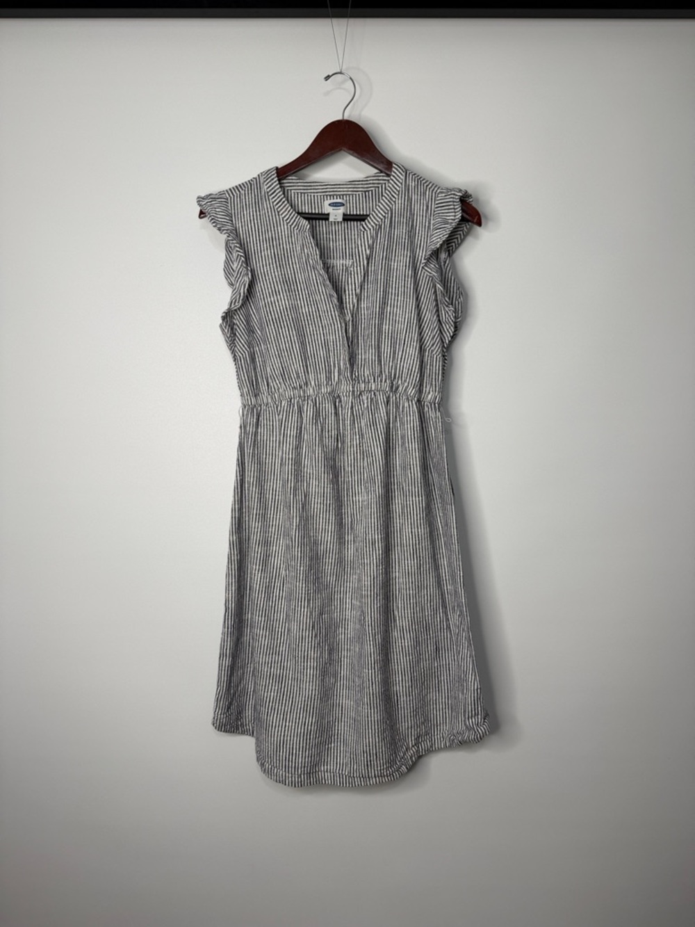 Old Navy Maternity Striped V-Neck Sleeveless Cotton Dress - Gray/White